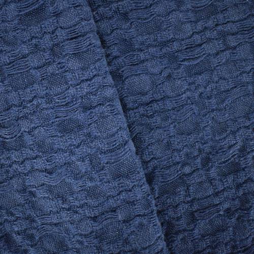 Navy Blue Cotton Textured Huck Woven Decorating Fabric DFW55991