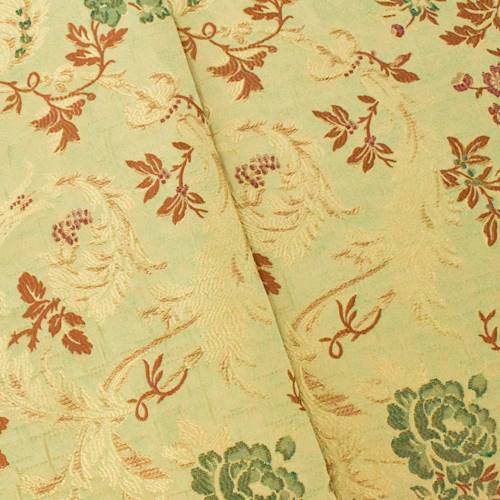 Golden Beige/Green/Multi Floral Jacquard Decorating Fabric DFW56007