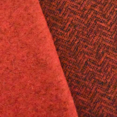 Orange/Black Wool Blend Brushed Back Chevron Double Knit 70610