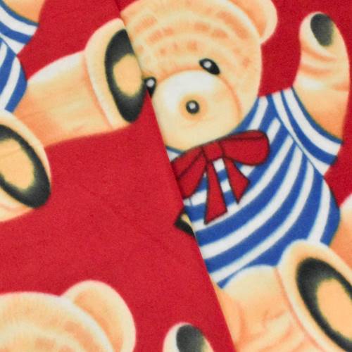Red/Beige/Multi Bear Alphabet Printed Fleece DFW11163