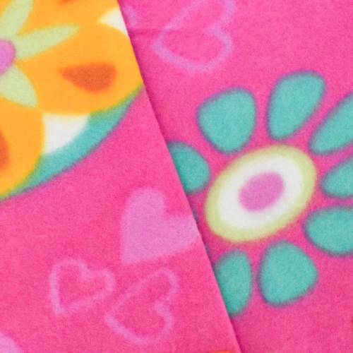 Pink/Yellow/Multi Floral Heart Printed Fleece DFW11164