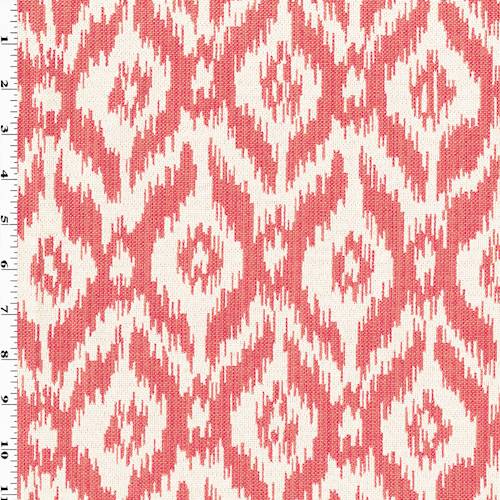 Coral Orange/Beige Ogee Ikat Damask Home Decorating Fabric DFW56018