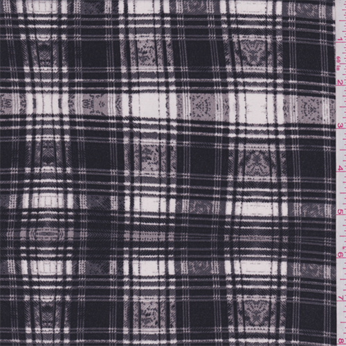 *2 5/8 YD PC--Black/Ivory/Taupe Plaid Georgette