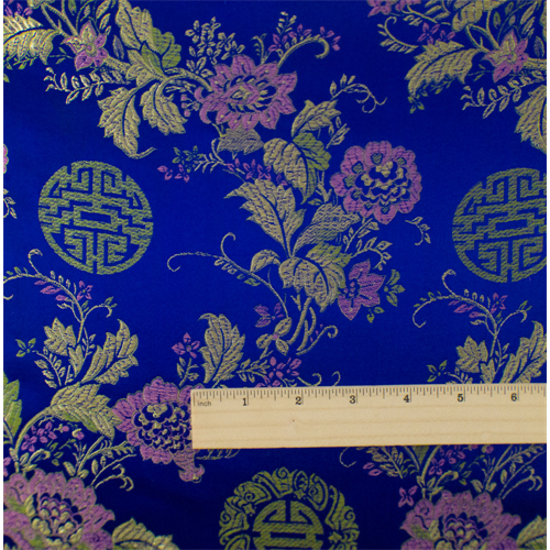 *2 1/4 YD PC--Blue/Multi Floral Brocade