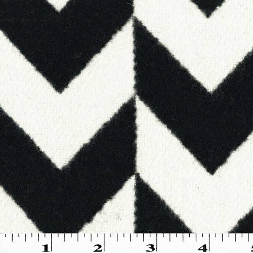Black/White Brushed Chevron Stripe Doubleweave Jacketing 70797