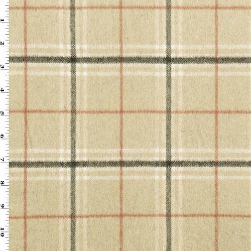 Beige/Multi Brushed Plaid Flannel Jacketing 70809