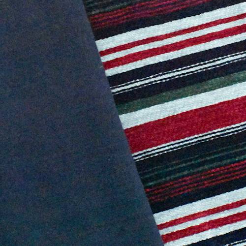 Navy/Gray/Red Chenille Stripe Doubleweave Jacketing 70804