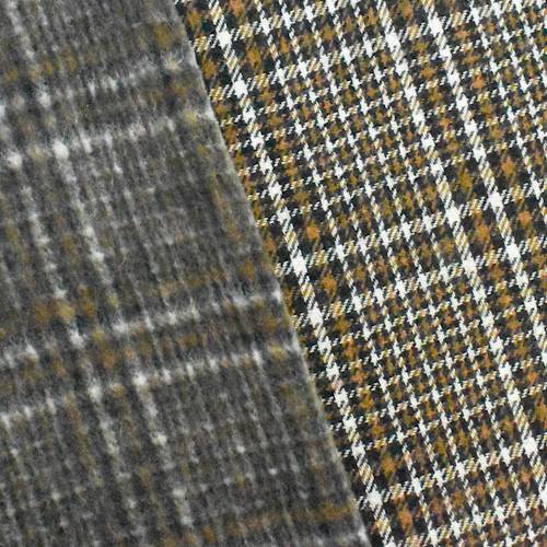 Brown/Black/White Brushed Back Plaid Jacketing 70798