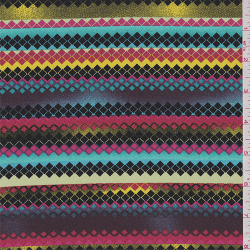 *2 5/8 YD PC--Pink/Blue Diamond Stripe Crepe de Chine