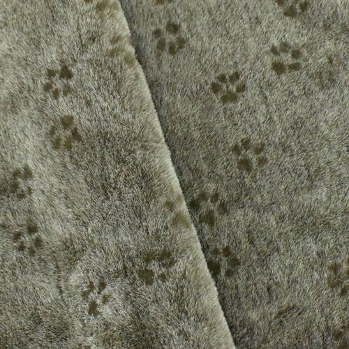 Brown/Beige Paw Print Faux Fur DFW56296