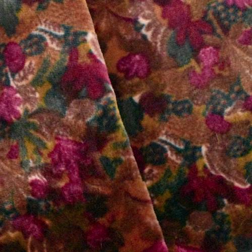 Wine Red/Brown/Multi Leaf Print Faux Fur DFW56321