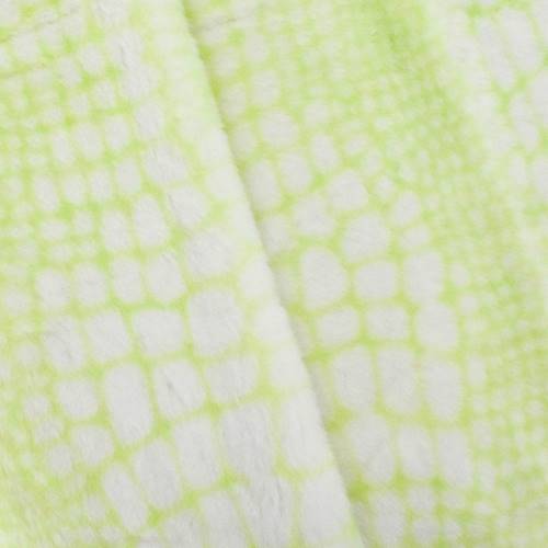 White/Lime Green Morphed Grid Print Faux Fur DFW56324