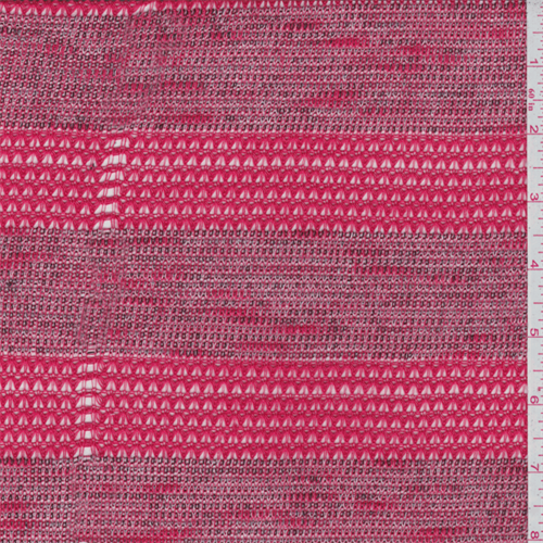 *5 YD PC--Coral Red Stripe Sweater Knit