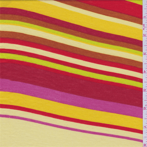 *2 1/2 YD PC--Yellow Multi Color Stripe Jersey Knit