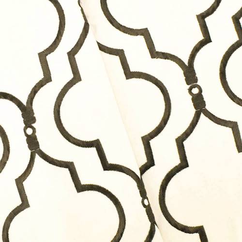 Vanilla/Brown Trellis Embroidered Woven Decor Fabric DFW56037