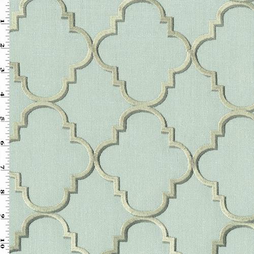 Green/Brown Quatrefoil Embroidered Woven Decorating Fabric DFW56051 Fashion Fabrics