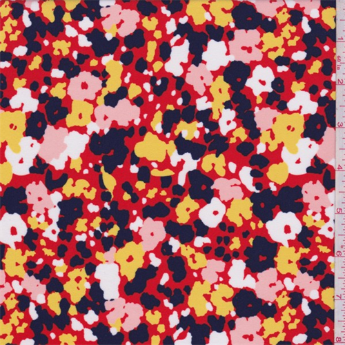*3 3/8 YD PC--Red/Navy/White Confetti Floral Swimwear