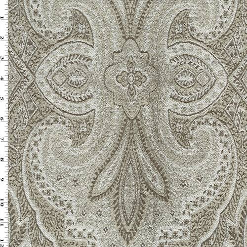 Taupe/Beige Paisley Textured Chenille Jacquard Decor Fabric DFW56103