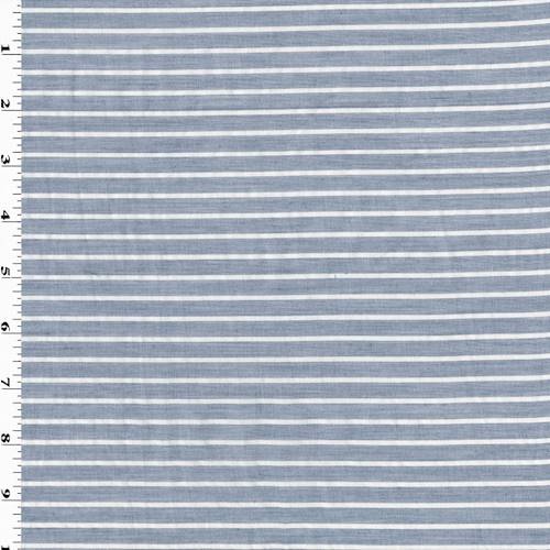 *2 1/2 YD PC--Light Navy/White Cotton Stripe Batiste