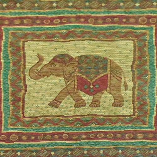 Ivory/Rust/Multi Algemene Elephant Tapestry Decor Fabric DFW56837