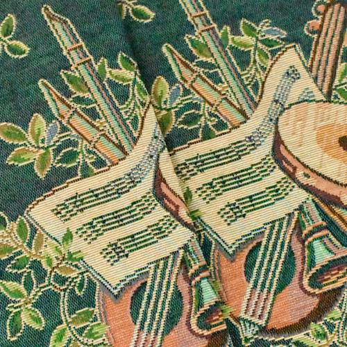 Green/Beige/Multi Designer Music Tapestry Decorating Fabric DFW56850