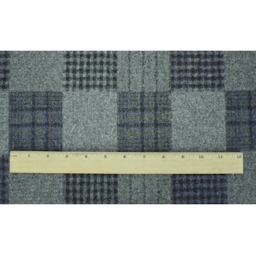 *4 1/4 YD PC--Gray/Blue/Black Wool Blend Checkered Plaid Coating