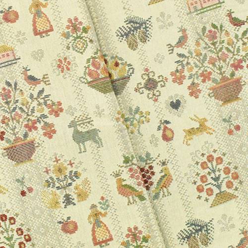 Ivory/Red/Multi Nordic Tapestry Home Decorating Fabric DFW56889