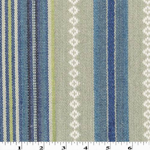 Teal/Gray/Multi Linen Blend Tribal Stripe Decorating Fabric DFW56944