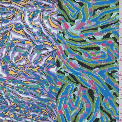 *3 1/8 YD PC--Aqua/Lilac Animal Stripe Crepe de Chine