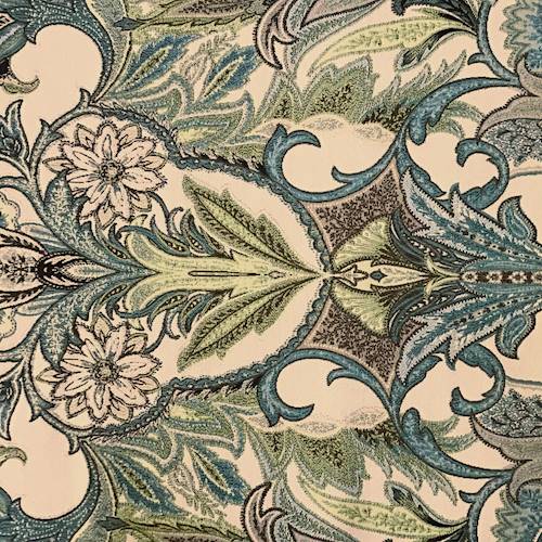 *3 7/8 YD PC-Teal/White/Multi Floral Jacquard Home Decorating Fabric DFWX0671-X
