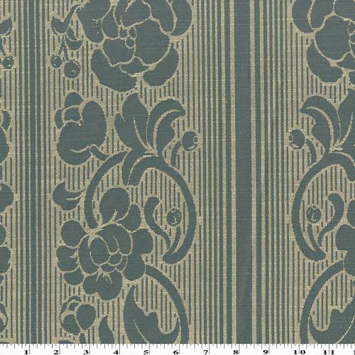 Charcoal/Beige Floral Vine Stripe Jacquard Decorating Fabric DFW56964