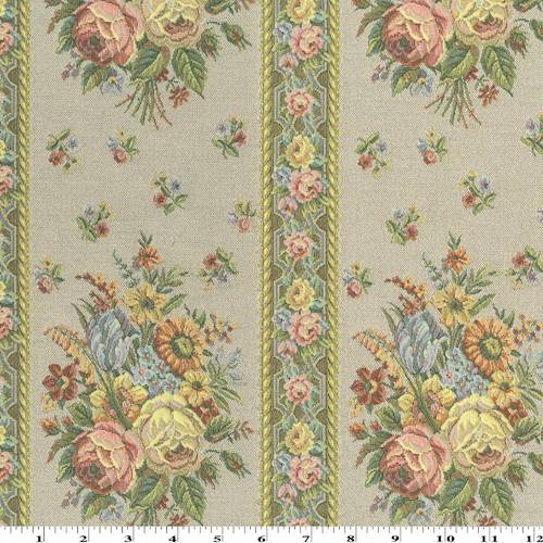 Gray/Pink/Multi Floral Stripe Tapestry Decorating Fabric DFW56969