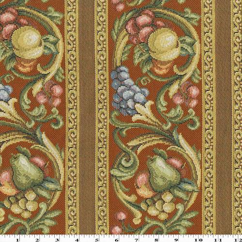 Orange/Yellow/Multi Fruits Vine Stripe Tapestry Decor Fabric DFW56971