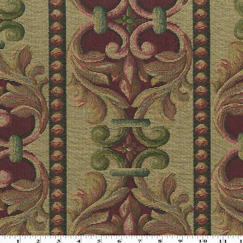 Deep Red/Beige/Multi Pillar Stripe Tapestry Decorating Fabric DFW56974