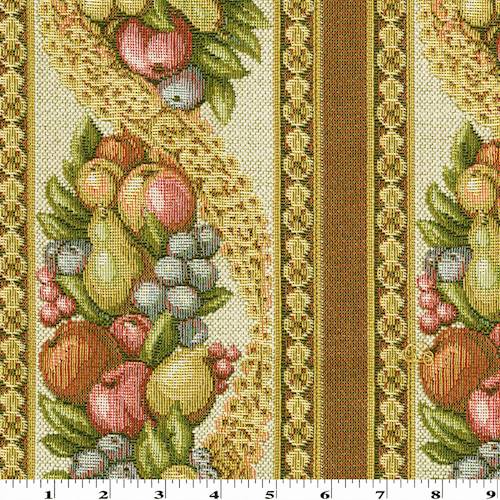Pink/Yellow/Multi Fruit Stripe Tapestry Decorating Fabric DFW56979