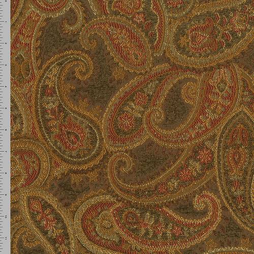 Moss Green/Yellow/Multi Paisley Jacquard Decorating Fabric DFW57002