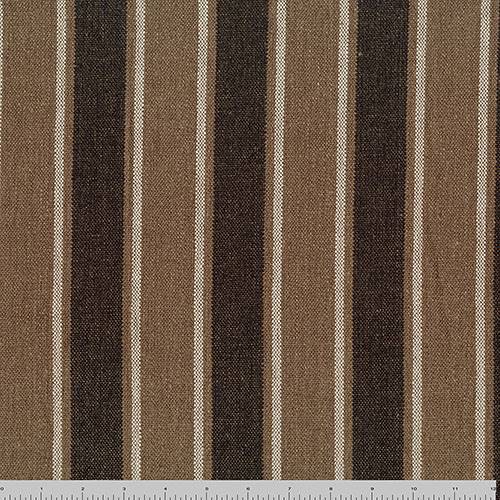 Natural Brown/Multi Linen Stripe Woven Home Decorating Fabric DFW57024