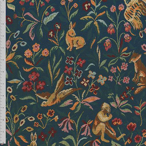 Ocean Blue/Multi Animal Garden Tapestry Decorating Fabric DFW57102