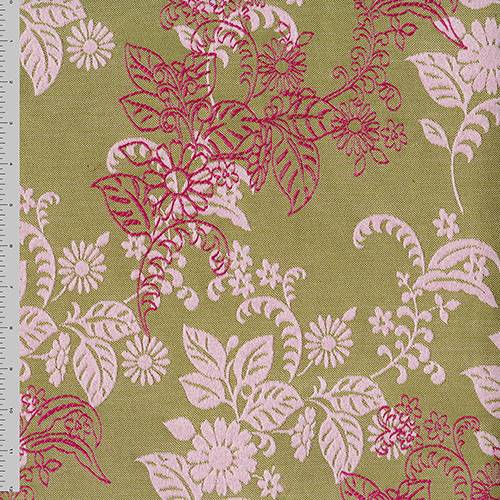 Fuchsia/Beige/Multi Floral Leaf Jacquard Decorating Fabric DFW57105