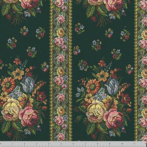 Ocean Green/Multi Floral Stripe Tapestry Decorating Fabric DFW57107