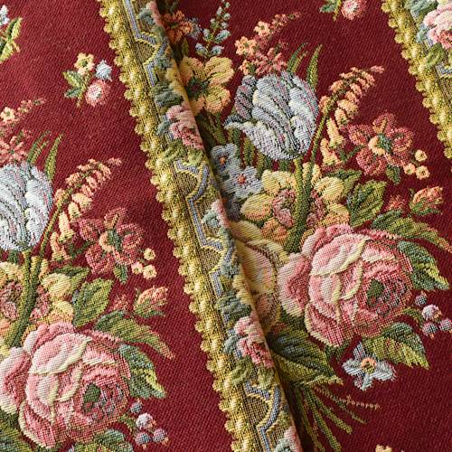 Maroon Red/Multi Floral Stripe Tapestry Decorating Fabric DFW57108