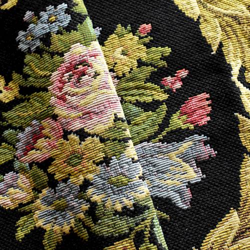 Black/Yellow/Multi Floral Medallion Tapestry Decor Fabric DFW57112