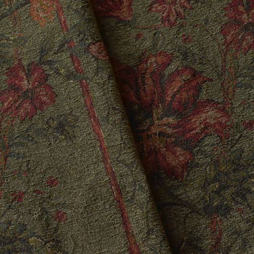 Green/Multi Floral Stripe Chenille Tapestry Decor Fabric DFW57115