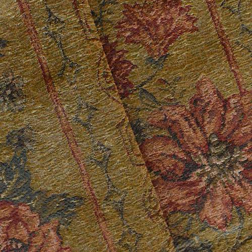 Beige/Rust Floral Stripe Chenille Tapestry Decor Fabric DFW57119
