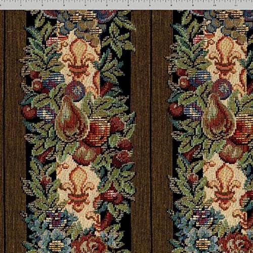 Beige/Green/Multi Floral Stripe Home Decorating Fabric