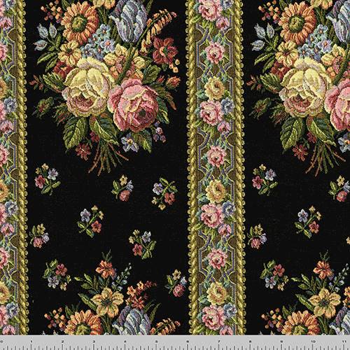 Black/Pink/Multi Floral Stripe Tapestry Decorating Fabric DFW57146