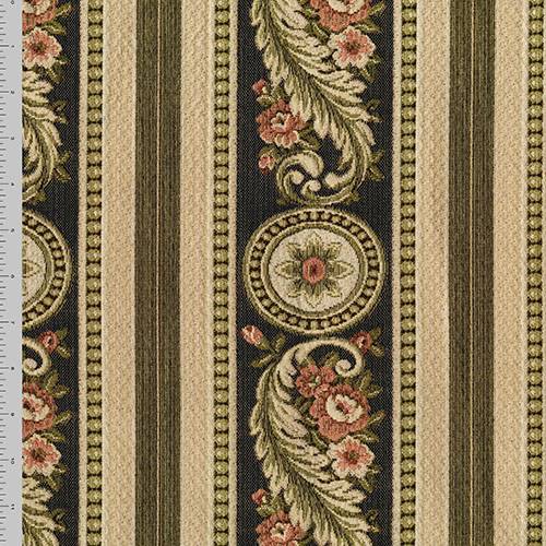 Beige/Coral Floral Victorian Stripe Tapestry Decor Fabric DFW57148
