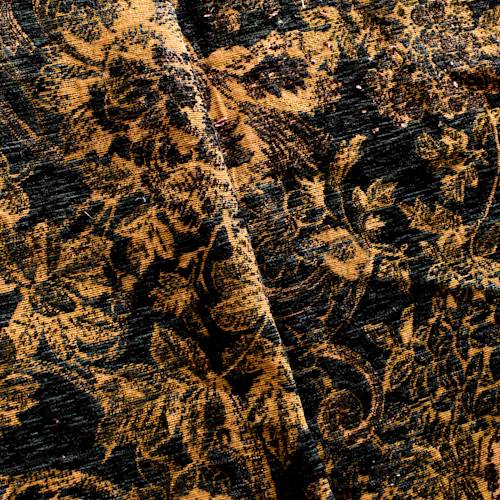 Black/Green/Tan Floral Chenille Tapestry Decorating Fabric DFW57212
