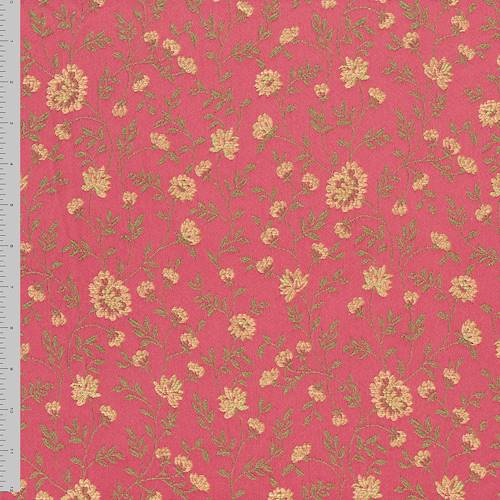 Dusty Red/Green/Yellow Floral Jacquard Decorating Fabric DFW57224
