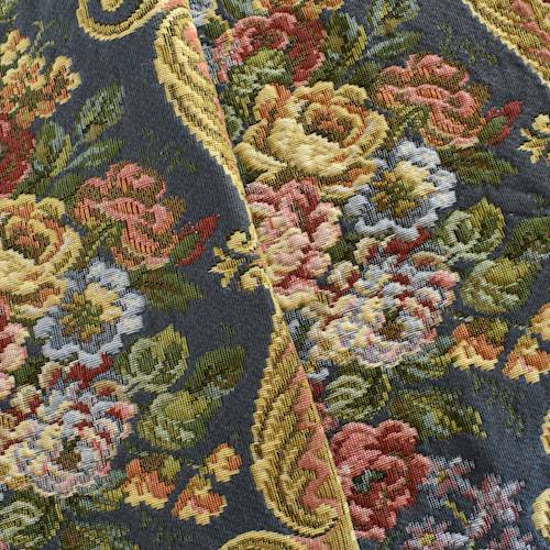 Blue/Yellow/Multi Floral Stripe Tapestry Decorating Fabric DFW57229
